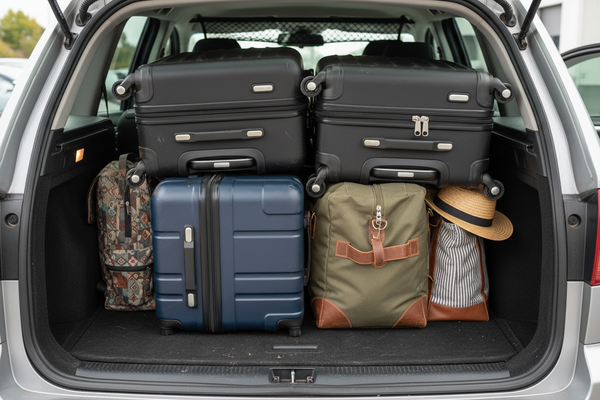 luggage in boot close up